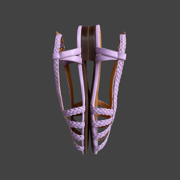 SEZANE Lilac Lavender Purple Braided Leather Open Toe Natacha Low Sandals 39 - Picture 12 of 17